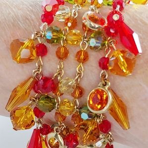 Swan Signed Swarovski Crystal Bracelet Fall Boho